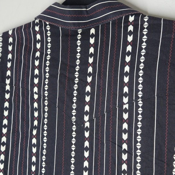 Vintage Wrangler Brushpopper Shirt Men XL Aztec Western Long Sleeve Collar 90s - Picture 7 of 7